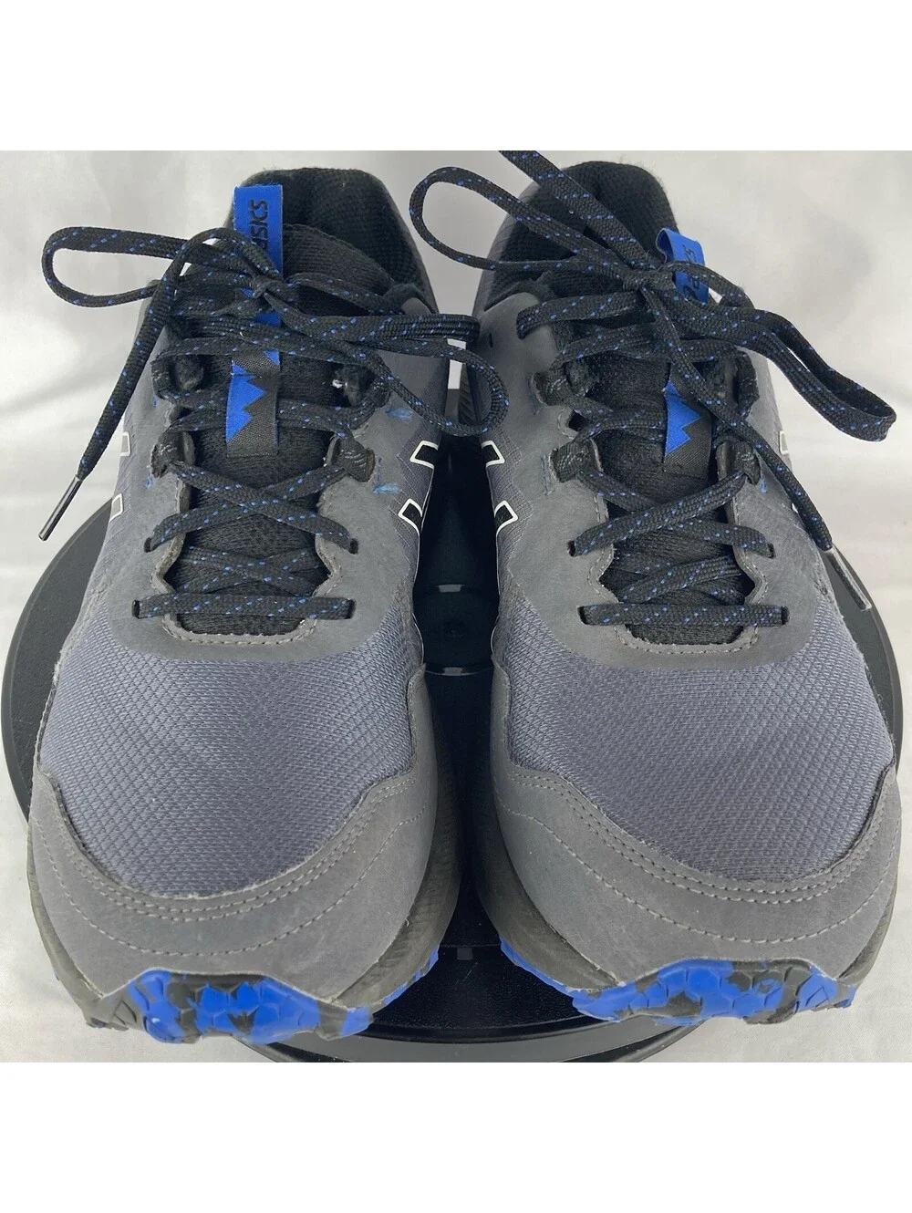 Men’s Size 8.5 ASICS GEL Venture 10 Grey Black Blue Trail Running Shoes 1011B967